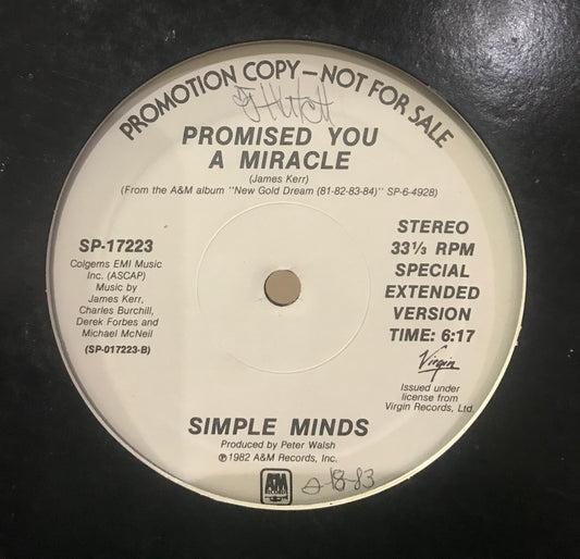 Simple Minds - Promised You A Miracle (12") portada negra